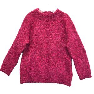 Samantha Hall Sweater Women M Fushia Pink Mohair Blend Chunky Crew Neck Pullover